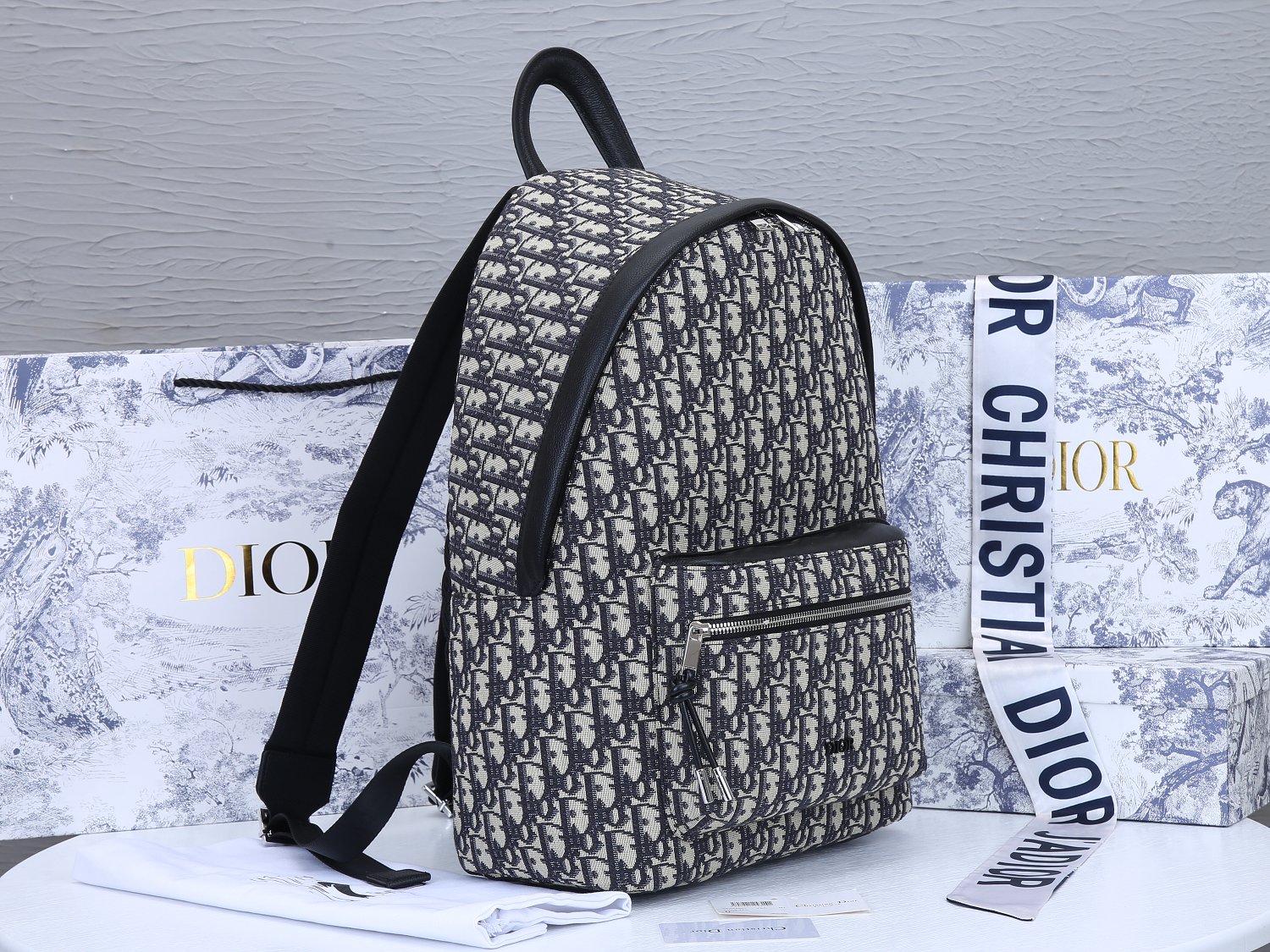 DIOR RIDER BACKPACK OBLIQUE JACQUARD BEIGE AND BLACK 40CM - Image 5