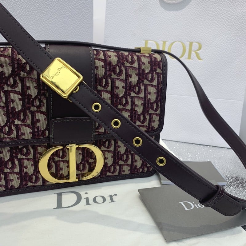 DIOR 30 MONTAIGNE BOX BURGUNDY DIOR OBLIQUE JACQUARD 24CM M9203UTZQ M974 - Image 3