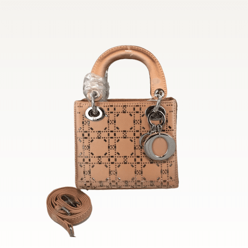 DIOR MINI LADY BAG STRASS CANNAGE SATIN BEIGE 17CM M0500PRTC_M911