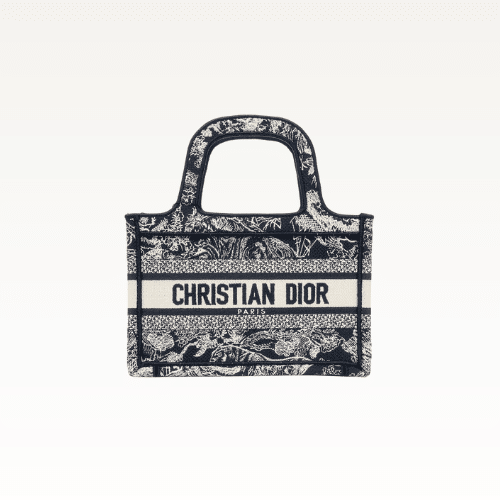 DIOR MINI BOOK TOTE BLUE OBLIQUE EMBROIDERY 23CM