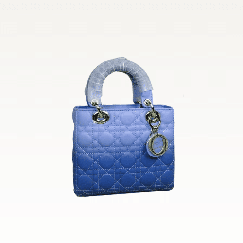 DIOR MEDIUM LADY BLUSH CANNAGE BAG MIX LIGHT BLUE 20CM