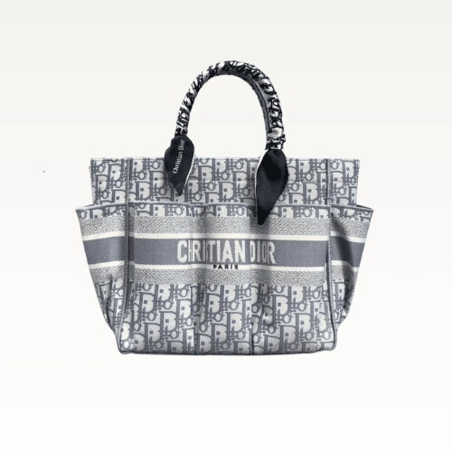 DIOR MEDIUM BOOK TOTE 3 SMALL COMPONENTS IN FRONT GREY