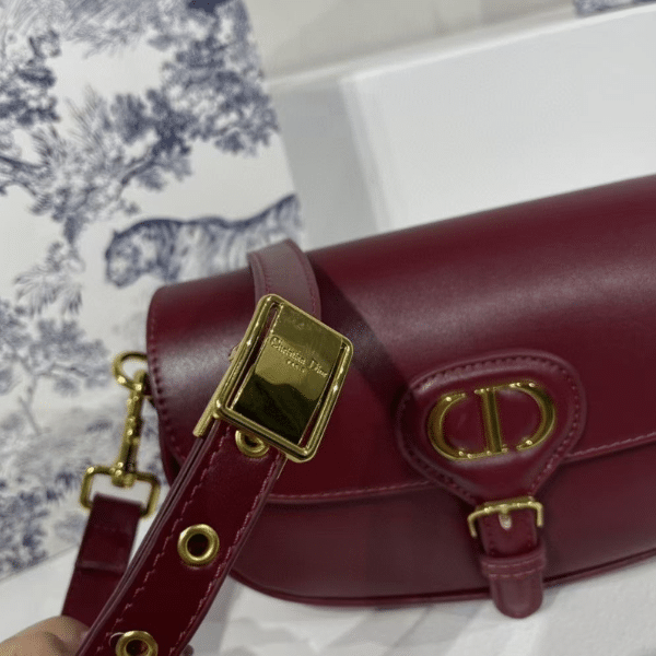 DIOR BOBBY EAST-WEST BAG BOX CALFSKIN WINE RED - Image 2