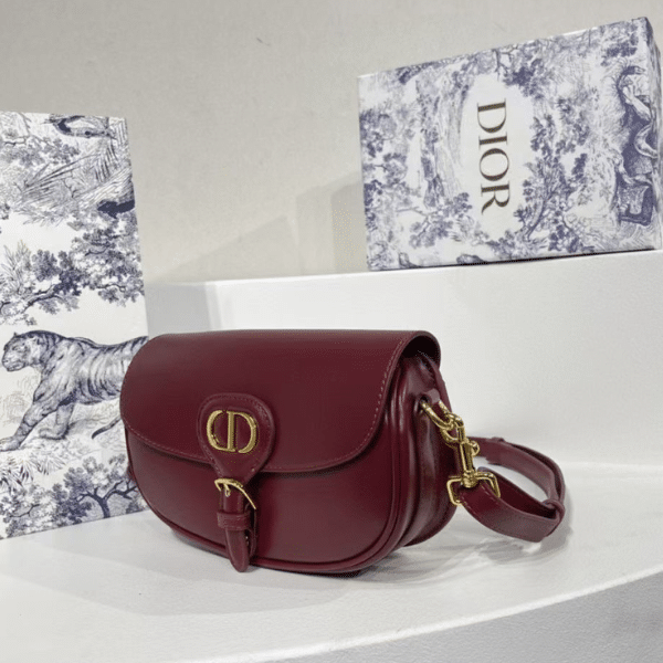 DIOR BOBBY EAST-WEST BAG BOX CALFSKIN WINE RED - Image 5
