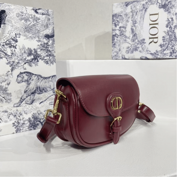 DIOR BOBBY EAST-WEST BAG BOX CALFSKIN WINE RED - Image 6