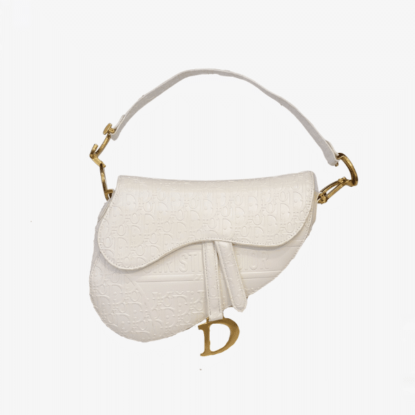 DIOR SADDLE OBLIQUE EMBOSSED WHITE
