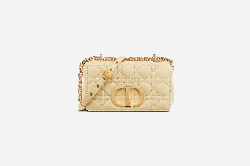 DIOR SMALL CARO PALE YELLOW SUPPLE CANNAGE BAG M9241UWHC_M26Y
