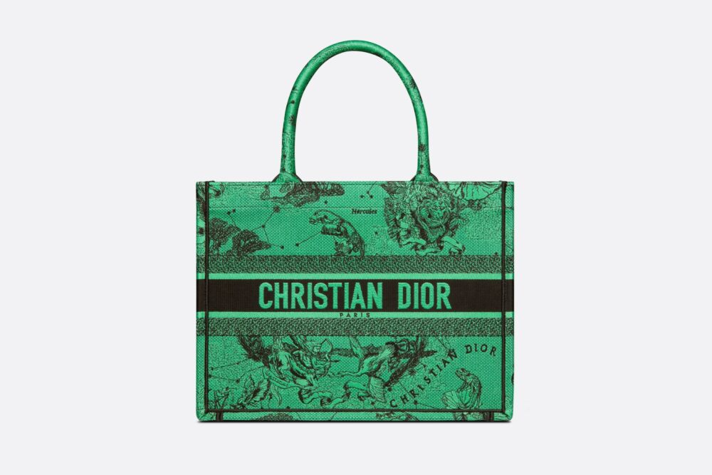 DIOR MEDIUM BOOK TOTE GREEN TOILE DE JOUY ZODIAC EMBROIDERY 36CM M1296ZRHZ_M924