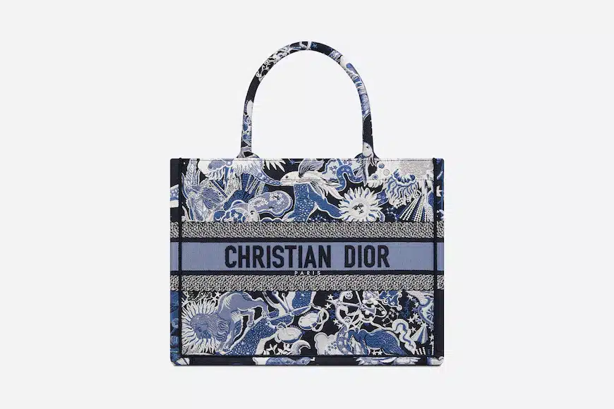 DIOR MEDIUM BOOK TOTE BLUE MULTICOLOR ZODIAC EMBROIDERY 36CM M1296ZRZA_M928