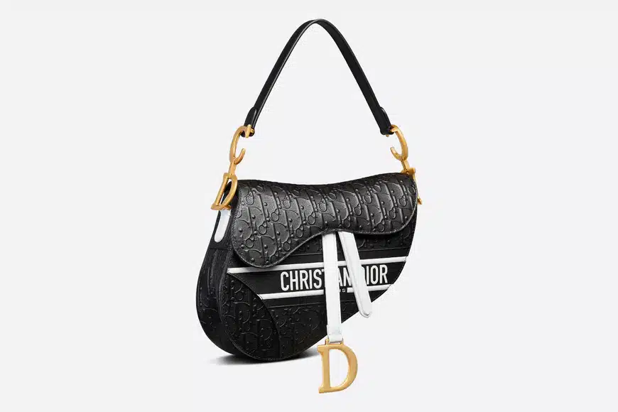 DIOR SADDLE BLACK OBLIQUE PERFORATED M0455CDDV_M911 25CM