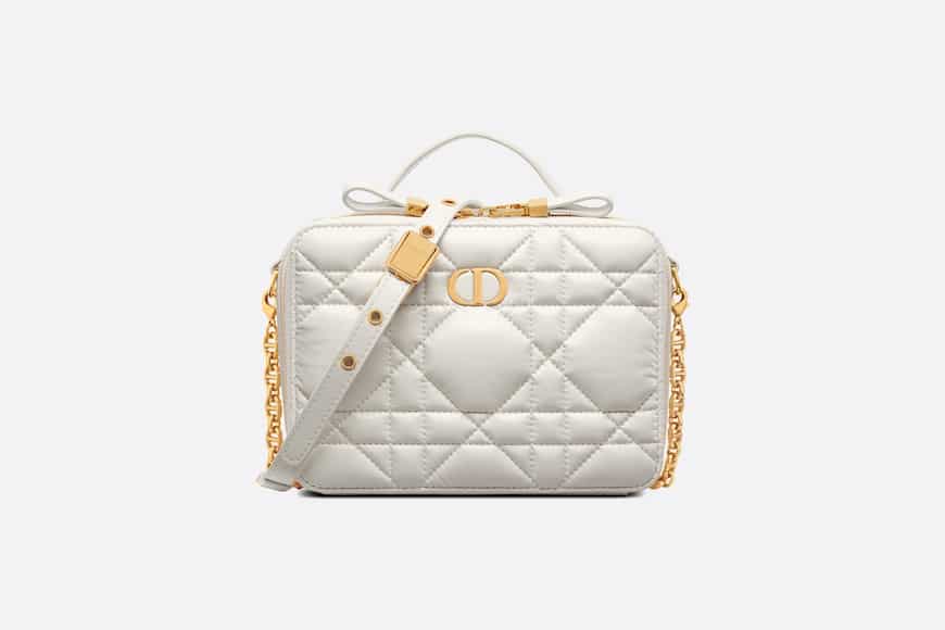 DIOR CARO BOX BAG WITH CHAIN WHITE 19.5CM S5140UNGX_M77P