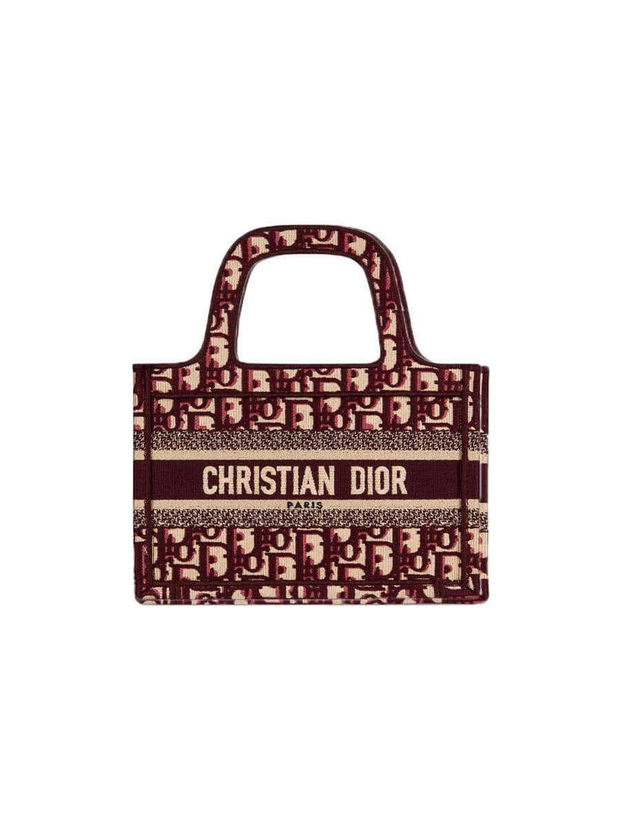 DIOR MINI BOOK TOTE RED OBLIQUE EMBROIDERY 22CM S5475ZRIW_M928