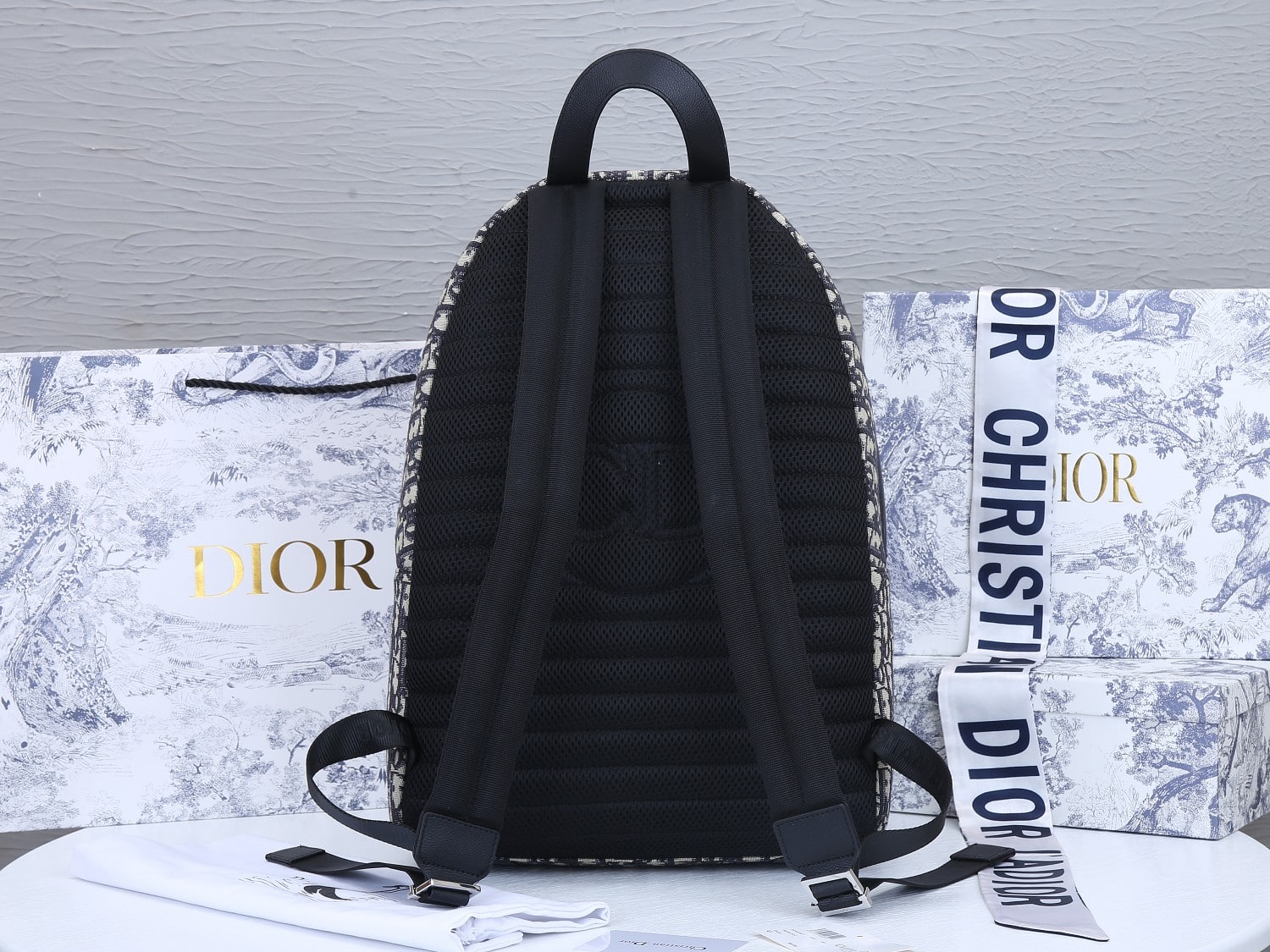 DIOR RIDER BACKPACK OBLIQUE JACQUARD BEIGE AND BLACK 40CM - Image 2