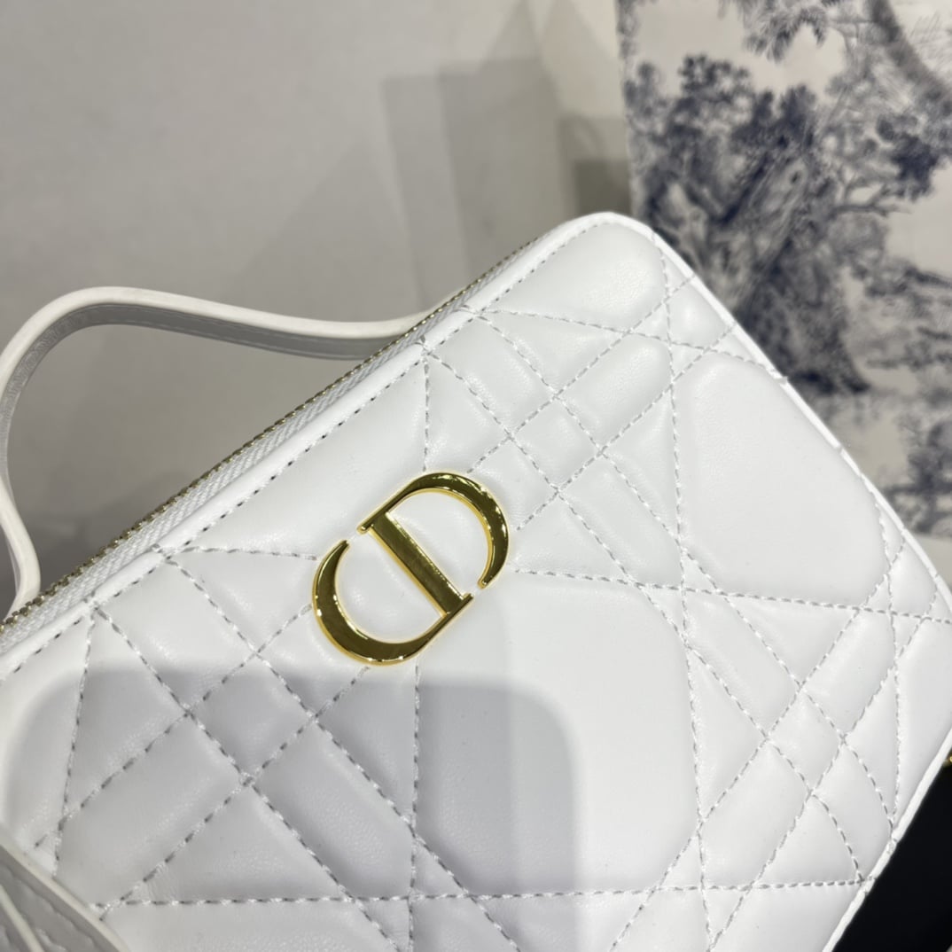 DIOR CARO BOX BAG WITH CHAIN WHITE 19.5CM S5140UNGX_M77P - Image 6