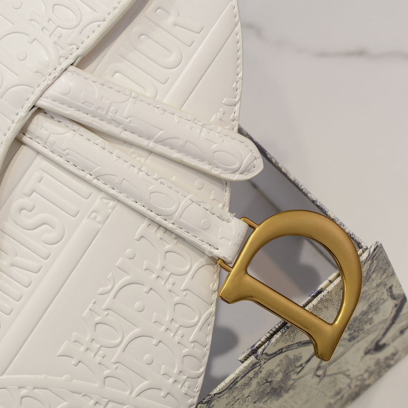DIOR SADDLE OBLIQUE EMBOSSED WHITE - Image 5