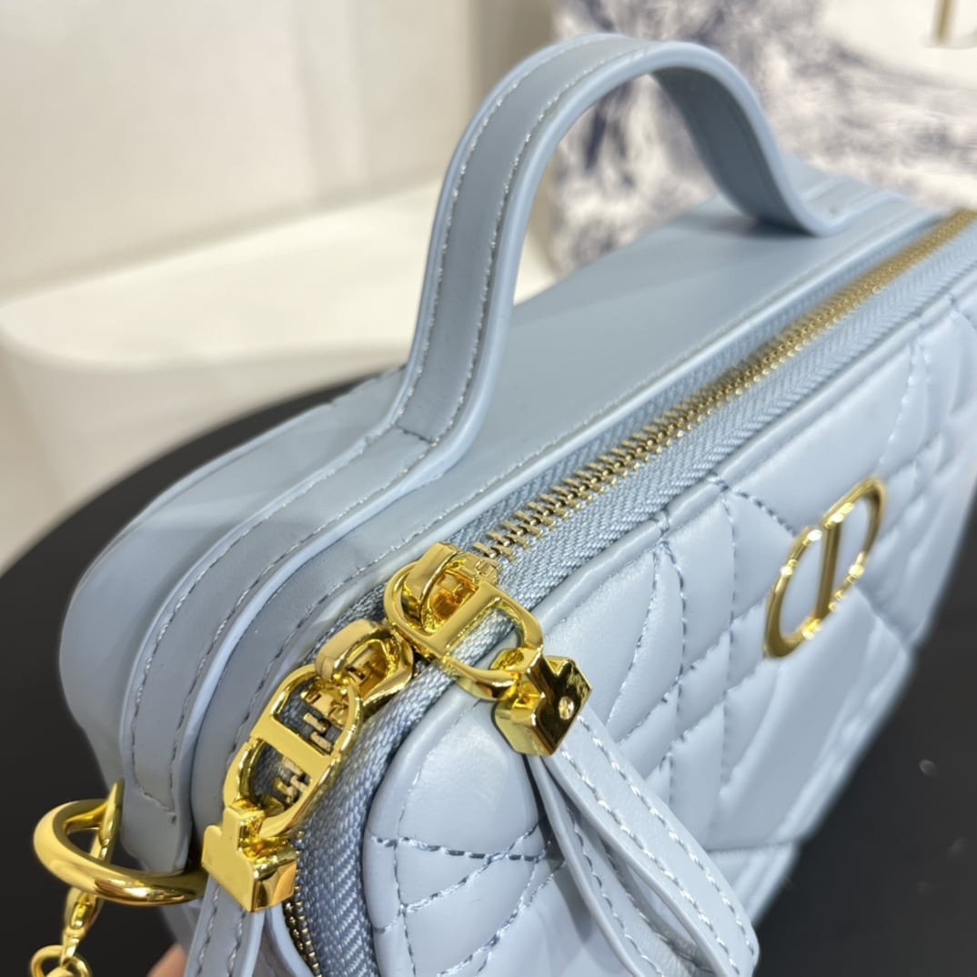 DIOR CARO BOX BAG WITH CHAIN BLUE 19.5CM S5140UNGX_M09Z - Image 7