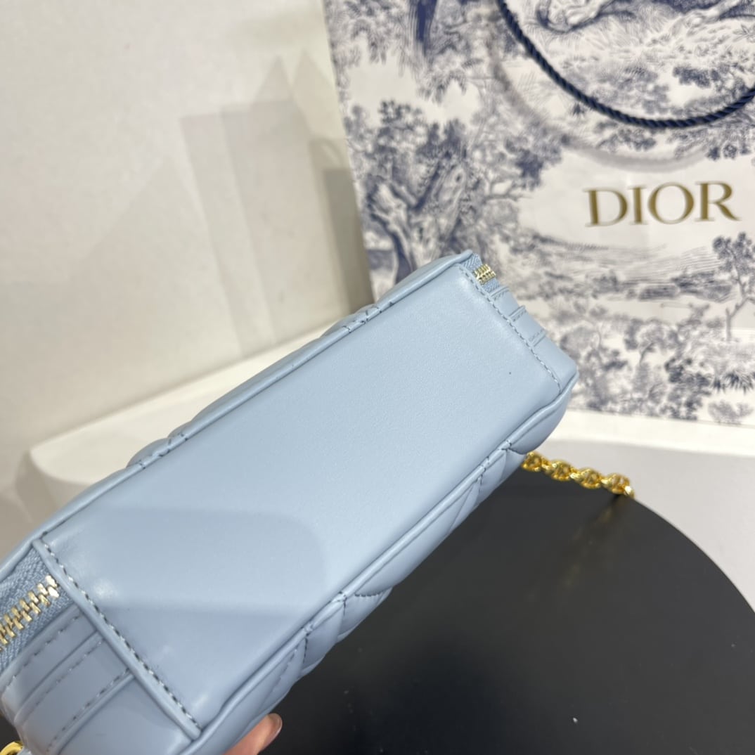 DIOR CARO BOX BAG WITH CHAIN BLUE 19.5CM S5140UNGX_M09Z - Image 4