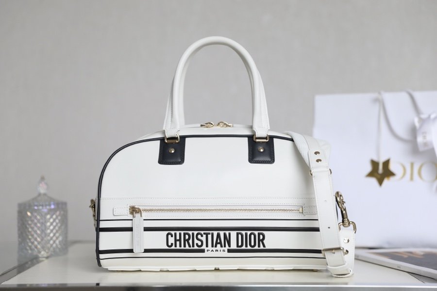 DIOR MEDIUM VIBE ZIP BOWLING BAG WHITE SMOOTH M6202OOBR_M879 - Image 2