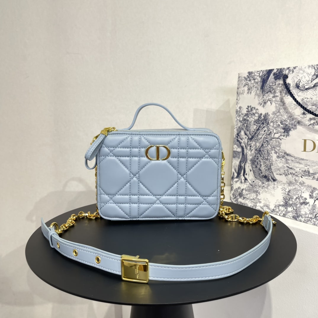 DIOR CARO BOX BAG WITH CHAIN BLUE 19.5CM S5140UNGX_M09Z - Image 2