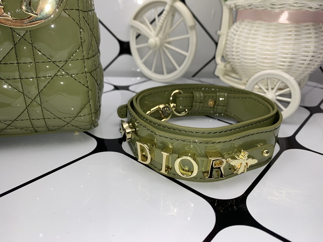 DIOR MEDIUM LADY BLUSH CANNAGE BAG GREEN 20CM - Image 2