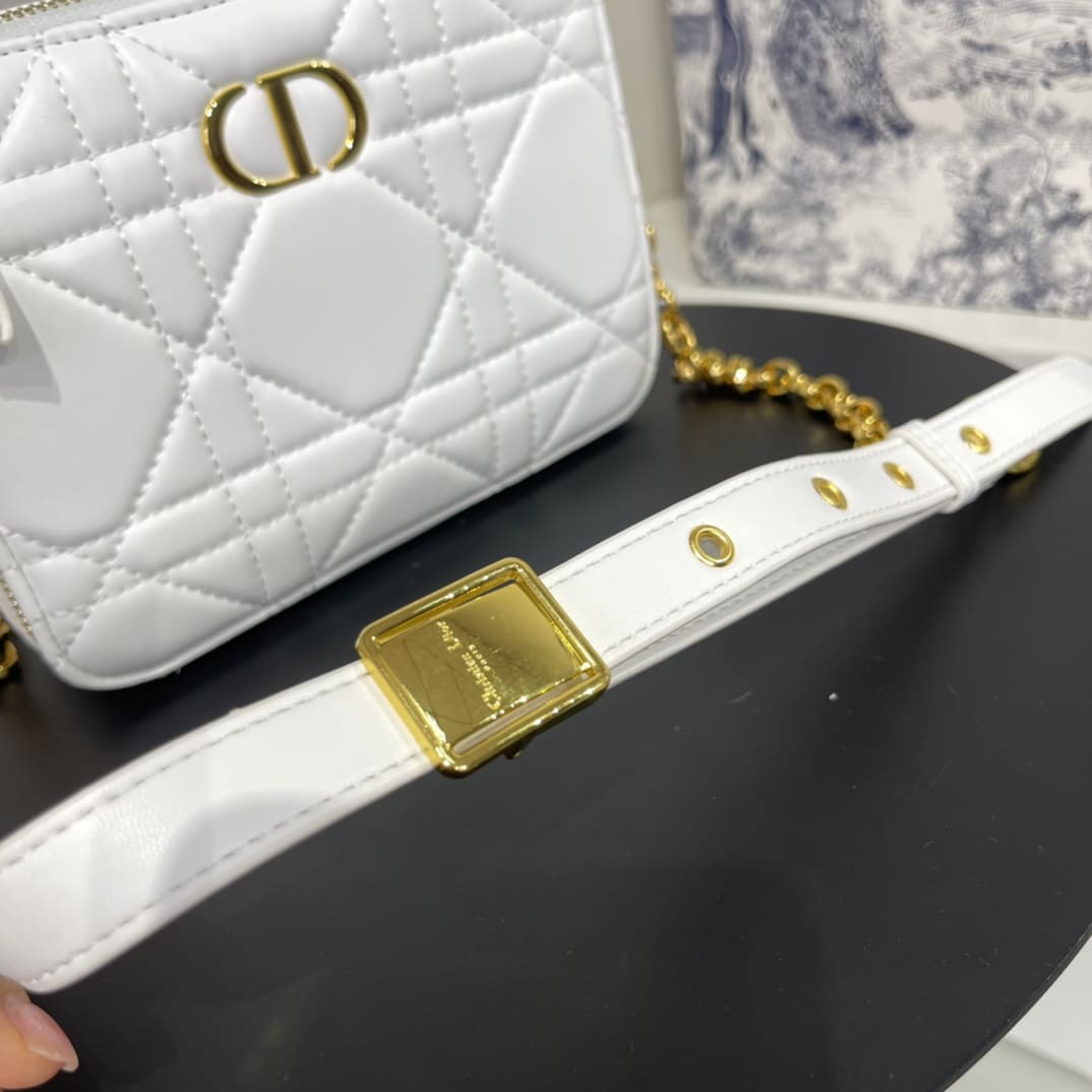 DIOR CARO BOX BAG WITH CHAIN WHITE 19.5CM S5140UNGX_M77P - Image 5