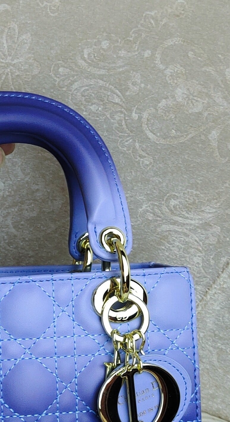 DIOR MEDIUM LADY BLUSH CANNAGE BAG MIX LIGHT BLUE 20CM - Image 4