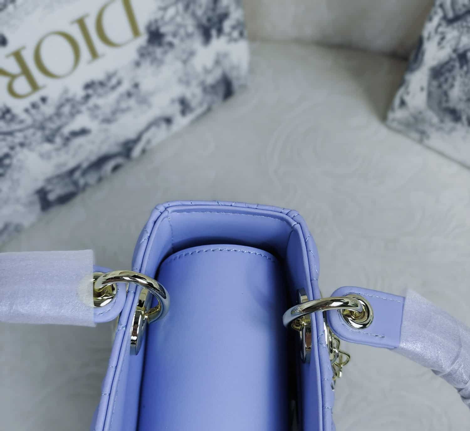 DIOR MEDIUM LADY BLUSH CANNAGE BAG MIX LIGHT BLUE 20CM - Image 3