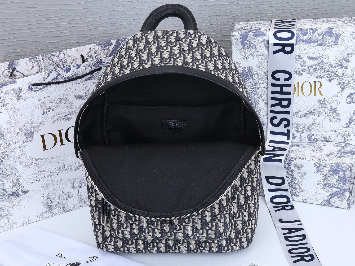 DIOR RIDER BACKPACK OBLIQUE JACQUARD BEIGE AND BLACK 40CM - Image 6