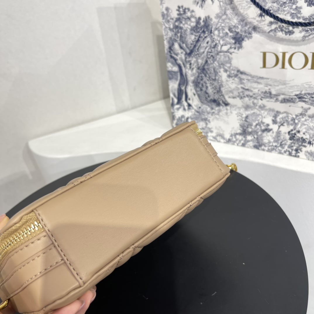 DIOR QUILTED MACROCANNAGE CALFSKIN CARO BOX CHAIN BAG BEIGE - Image 5