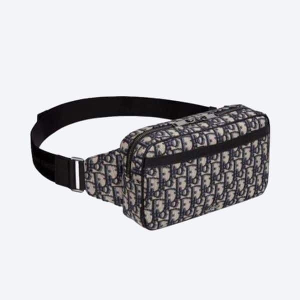 DIOR OBLIQUE JACQUARD BLACK AND BEIGE BELT BAG 24CM