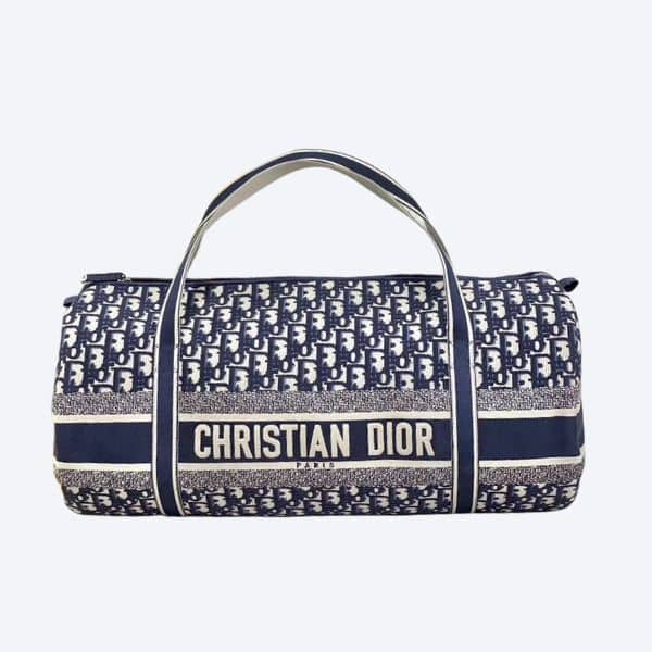 DIOR OBLIQUE EMBROIDERED TRAVEL BAG BLUE 47CM