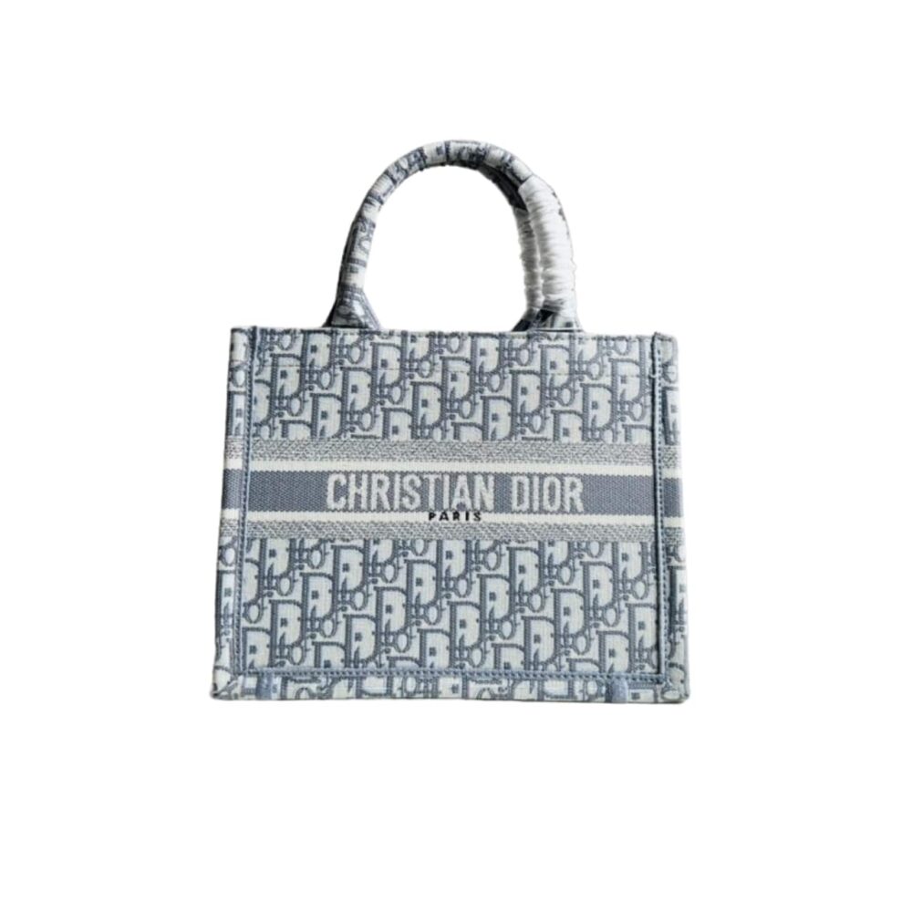 DIOR SMALL BOOK TOTE OBLIQUE EMBROIDERY GREY