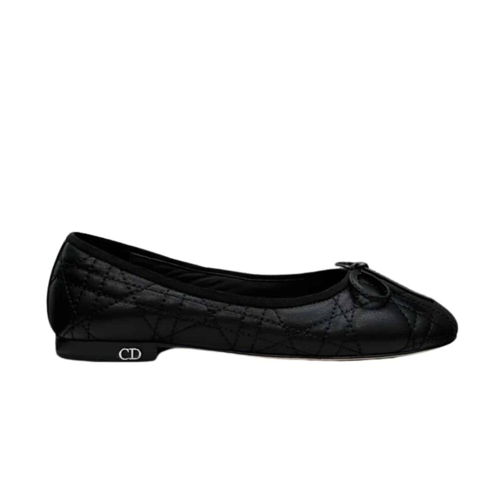 DIOR BALLET FLAT BLACK QUILTED CANNAGE CALFSKIN