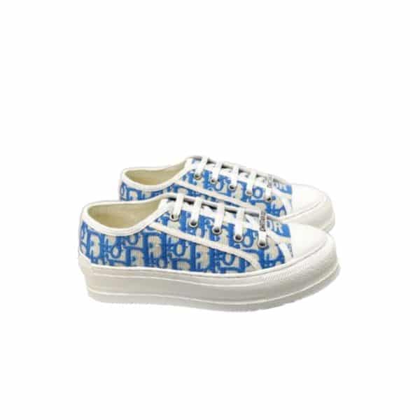 DIOR WALK'N'DIOR PLATFORM SNEAKER BLUE STONE DIOR OBLIQUE EMBROIDERED COTTON