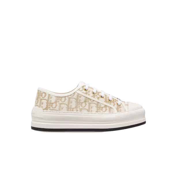 DIOR WALK'N'DIOR PLATFORM SNEAKER GOLD-TONE DIOR OBLIQUE COTTON KCK385OBL S49K