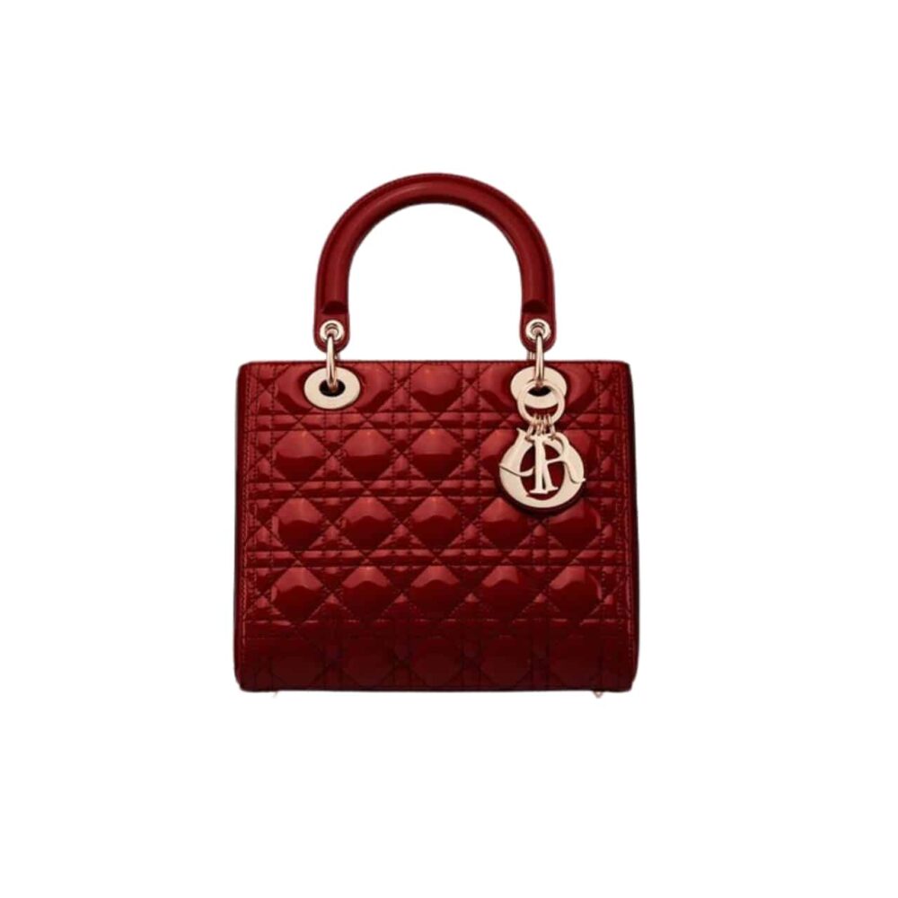 DIOR MEDIUM LADY CHERRY RED PATENT CANNAGE M0565OWCB_M323 24CM
