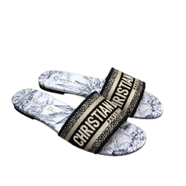 DIOR DWAY SLIDE BLACK MULTICOLOR COTTON WITH RÊVE D'INFINI EMBROIDERY
