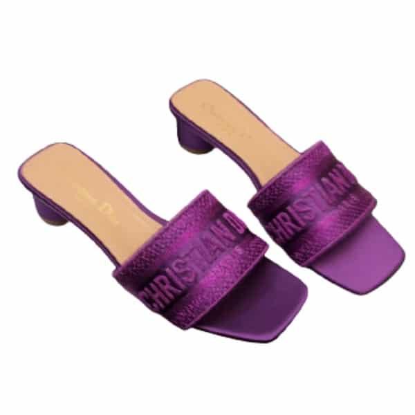 DIOR DWAY HEELED SLIDE DWAY HEELED SLIDE PURPLE EMBROIDERED SATIN AND COTTON KCQ858SBSS15V