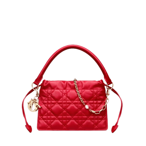 DIOR TOP HANDLE DRAWSTRING MINI BAG SCARLET RED CANNAGE 19CM S0981ONMJ M57R