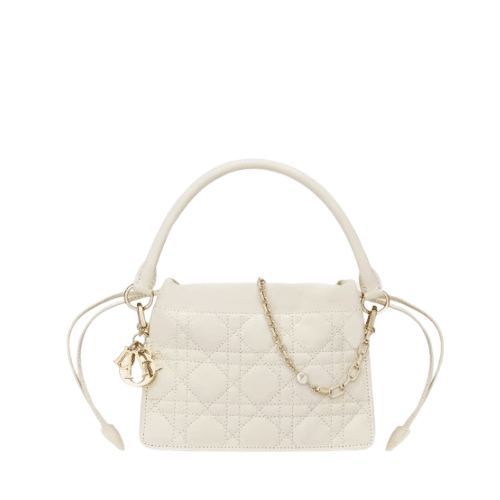 DIOR TOP HANDLE DRAWSTRING MINI BAG SCARLET LATTE CANNAGE 19CM S0981ONMJ M030