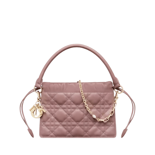 DIOR TOP HANDLE DRAWSTRING MINI BAG SCARLET PINK CANNAGE 19CM S0981ONMJ M900