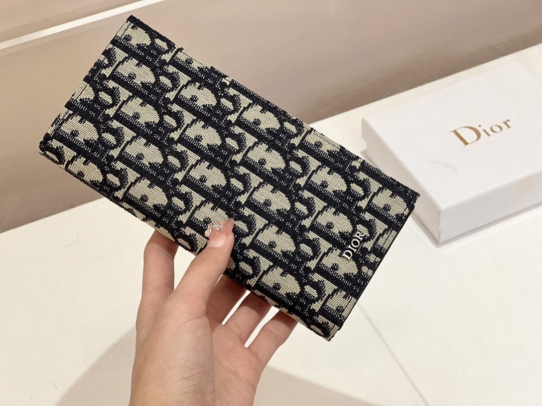 DIOR LONG BI FOLD CARD HOLDER BEIGE AND BLACK DIOR OBLIQUE JACQUARD 17.5CM 2ESCH147YSE H05E - Image 3