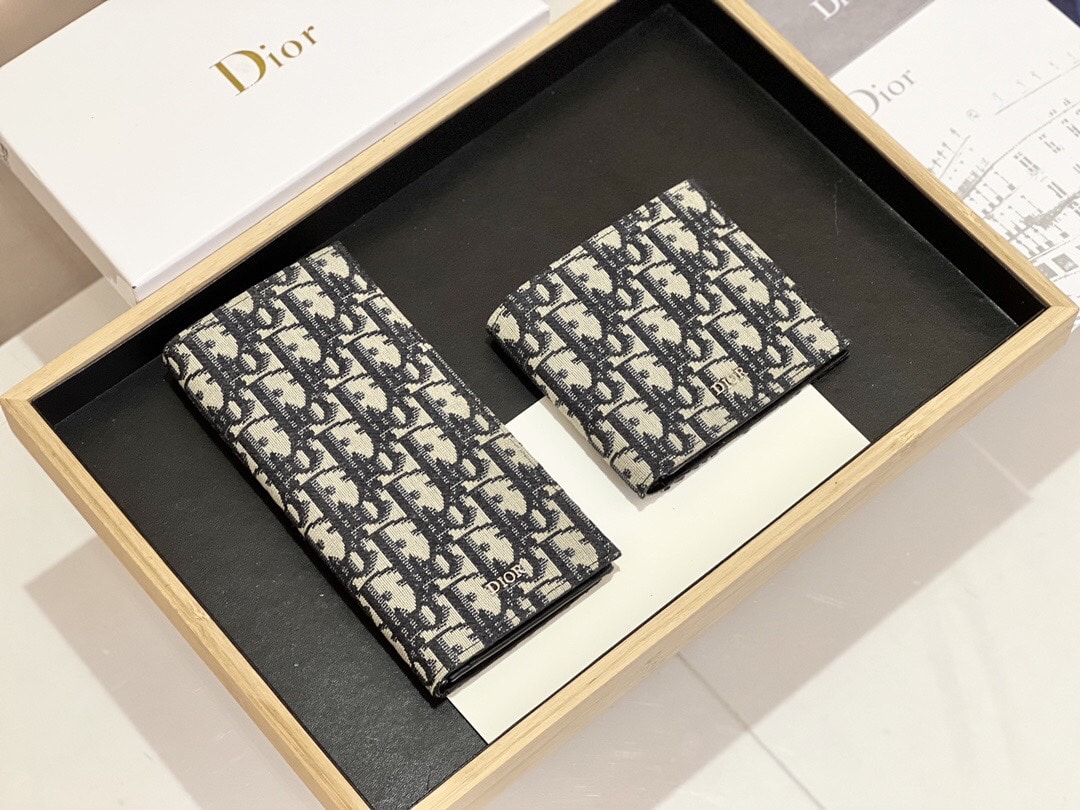 DIOR LONG BI FOLD CARD HOLDER BEIGE AND BLACK DIOR OBLIQUE JACQUARD 17.5CM 2ESCH147YSE H05E - Image 5