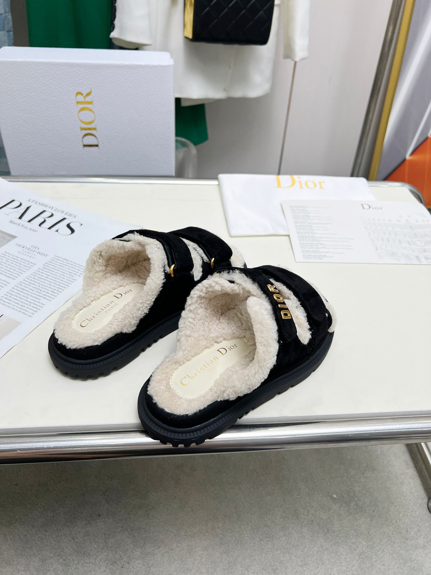 DIOR DIORACT SLIDE SUEDE GOATSKIN BLACK KCO105SKU S900 - Image 6