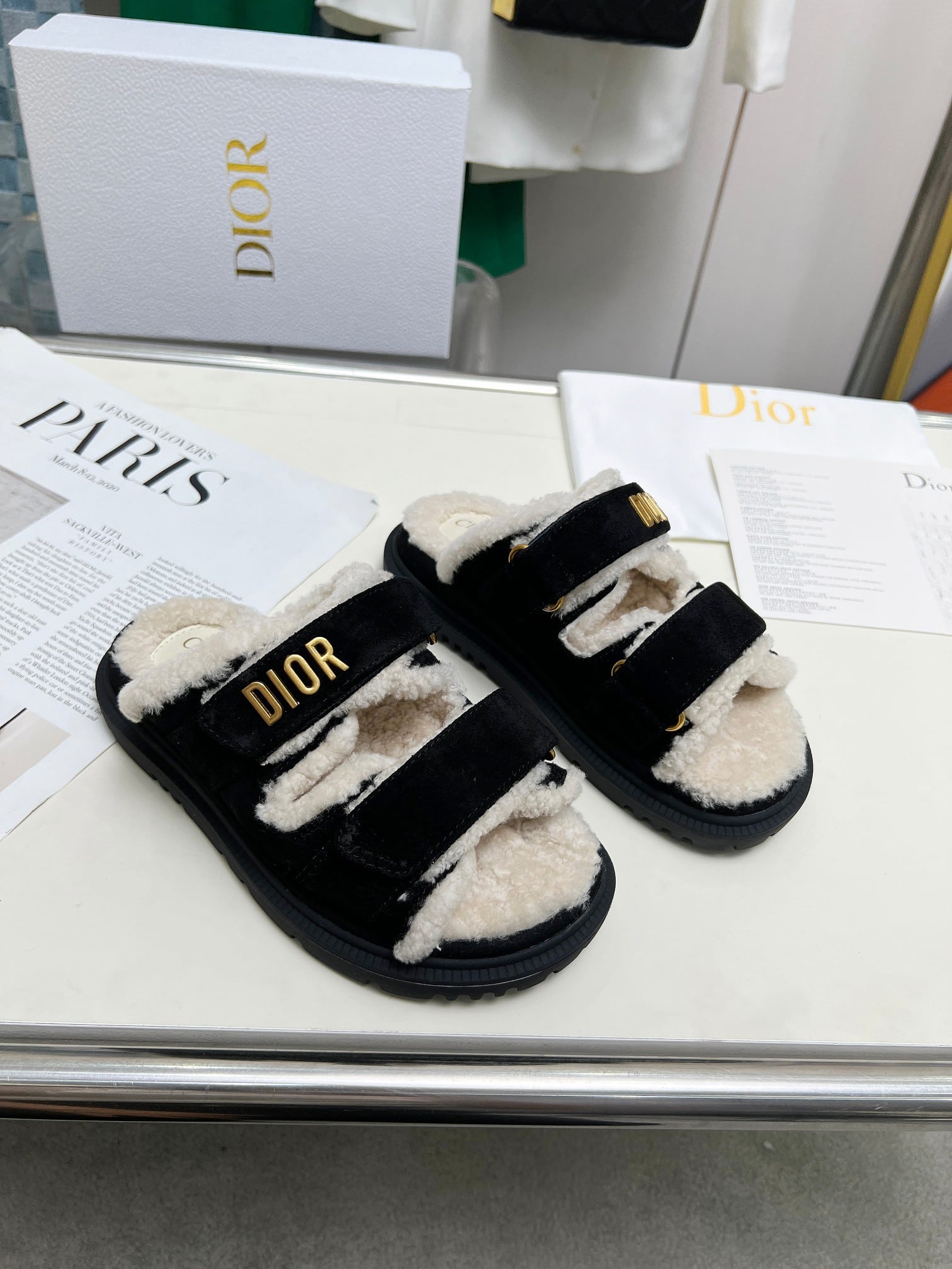 DIOR DIORACT SLIDE SUEDE GOATSKIN BLACK KCO105SKU S900 - Image 2