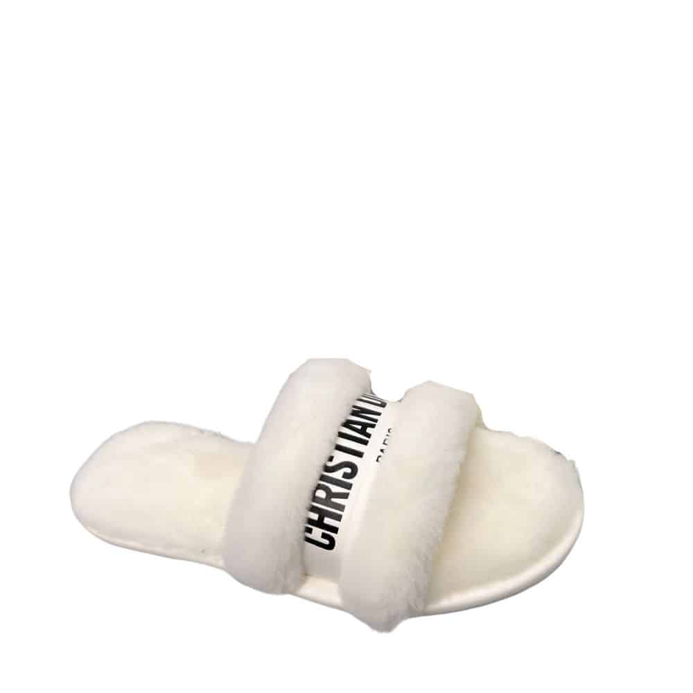 DIOR SHEARLING SLIDES WHITE