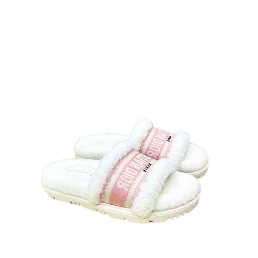 DIOR SHEARLING SLIDE PINK
