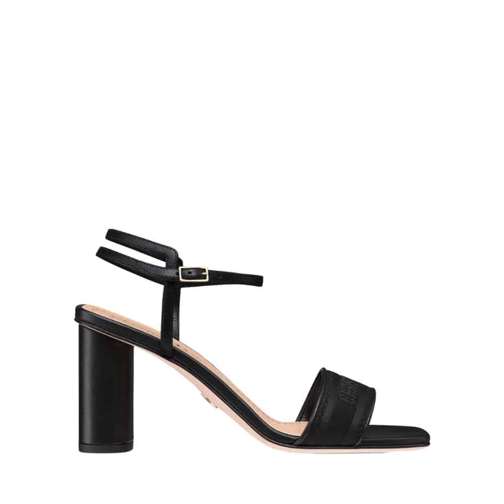 DIOR DWAY HEELED SANDAL EMBROIDERED SATIN AND BLACK KDQ896ETL S900