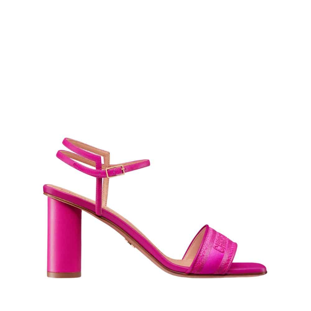 DIOR DWAY HEELED SANDAL EMBROIDERED SATIN AND PINK KDQ896ETL_S65P