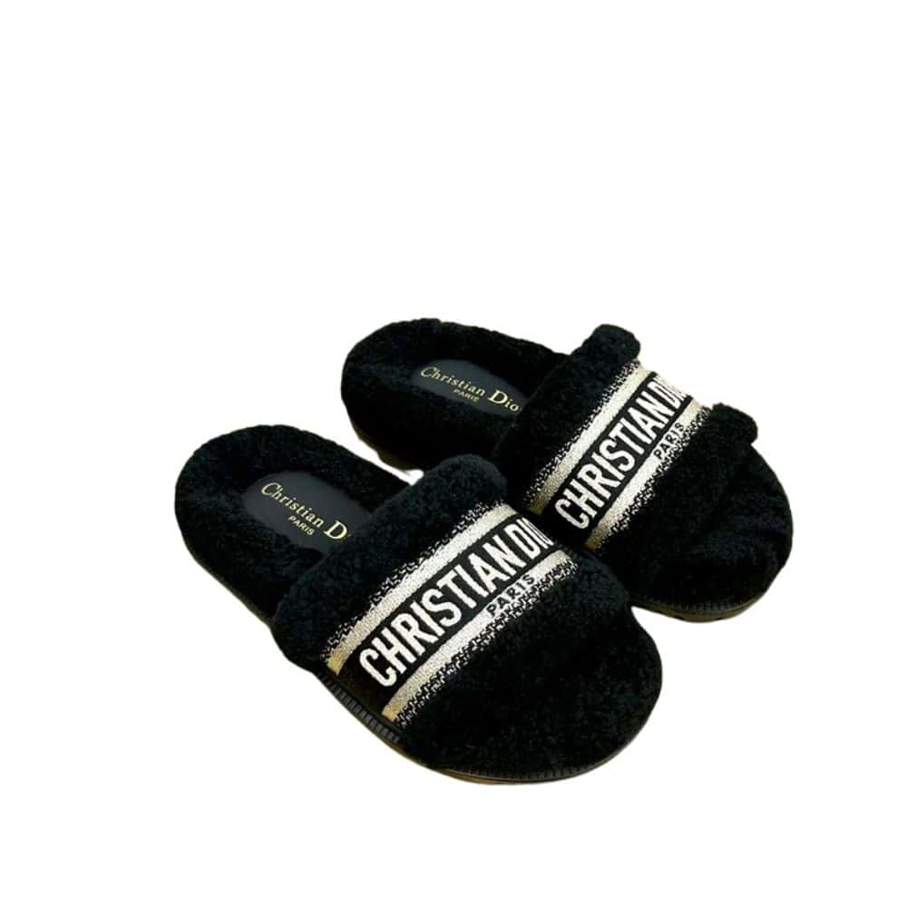 DIOR SHEARLING SLIDE BLACK